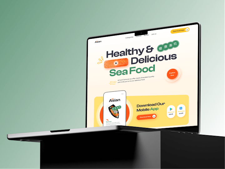 Cover image for Asian Sushi Food Website Design