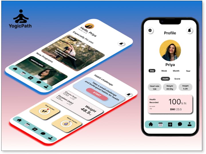 Cover image for App UI Design of YogaApp(App Name:YogicPath)