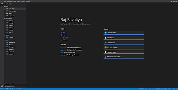 Cover image for VSCode Themed Dev Portfolio