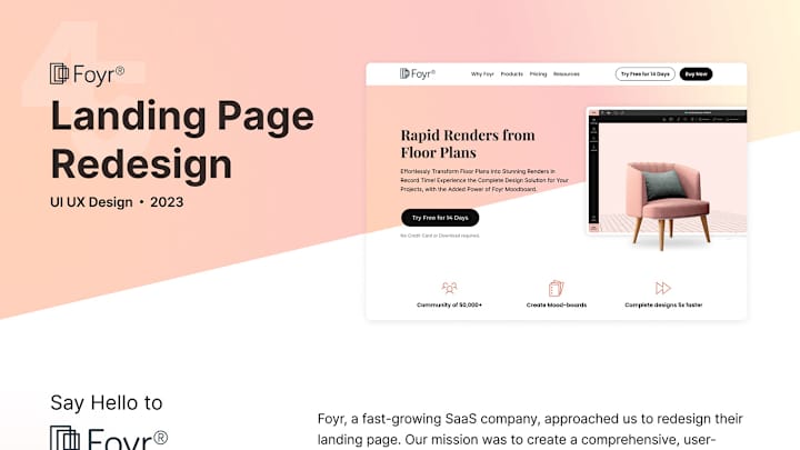 Cover image for Foyr Landing Page Redesign Case Study on Behance