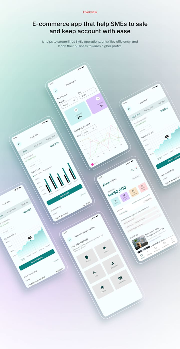 Cover image for SMEs E-commerce and sales management app - salesunbox :: Behance