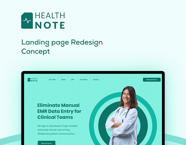 Cover image for HealthNote UI Landing page