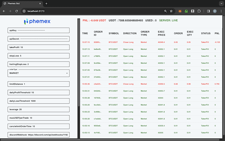 Cover image for Cryptocurrency Trading Bot Phemex Exchange