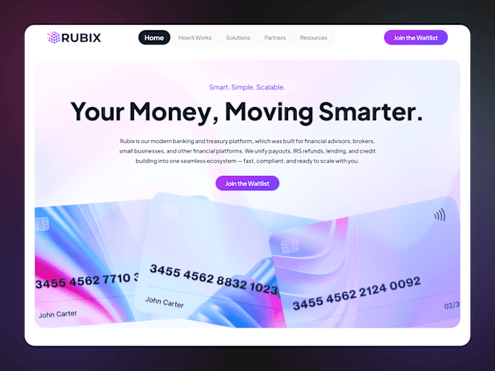 Cover image for Rubix – Fintech Landing Page