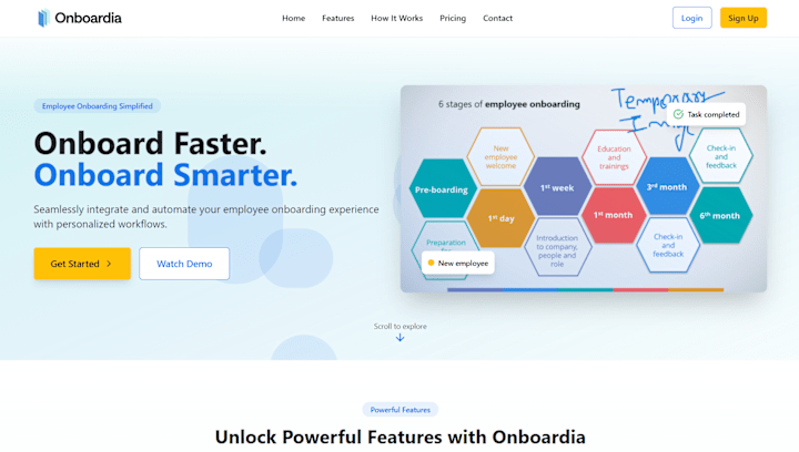 Cover image for Onboardia Landing Page with Contact Form