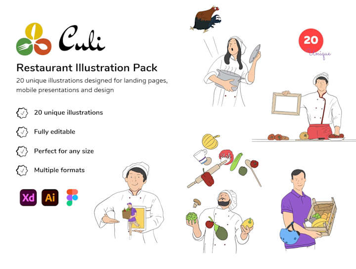 Cover image for Culi Illustration Pack | 2D Illustrations -SVG