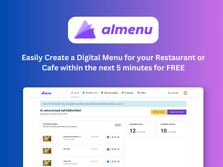 Cover image for Almenu.io | SaaS Restaurants digital menu builder (Laravel)