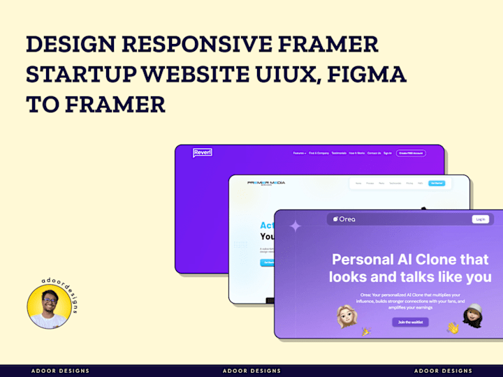 Cover image for Design responsive framer startup website uiux, figma to framer