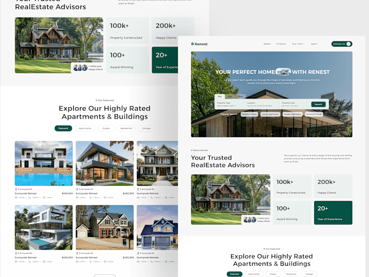 Cover image for Renest - Real Estate Landing Page