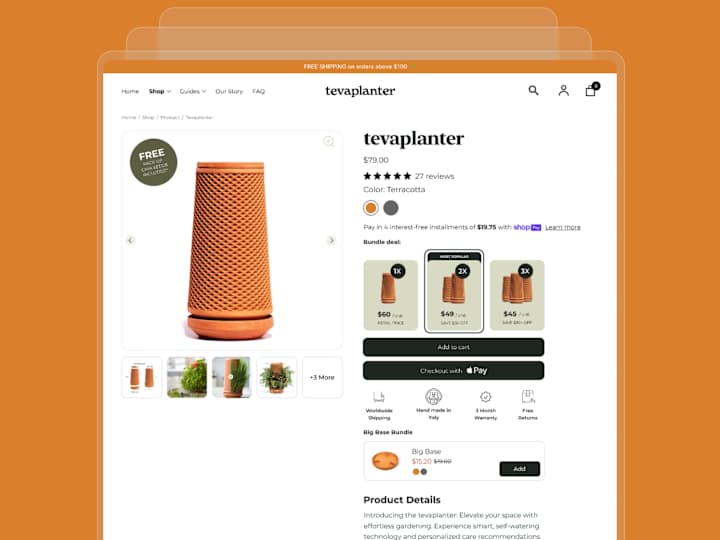 Cover image for Tevaplanter: Shopify E-Commerce Web Design