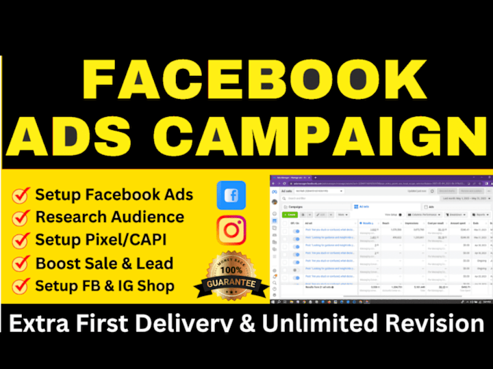 Cover image for I will run facebook ads, fb ads, instagram ads and tiktok ads