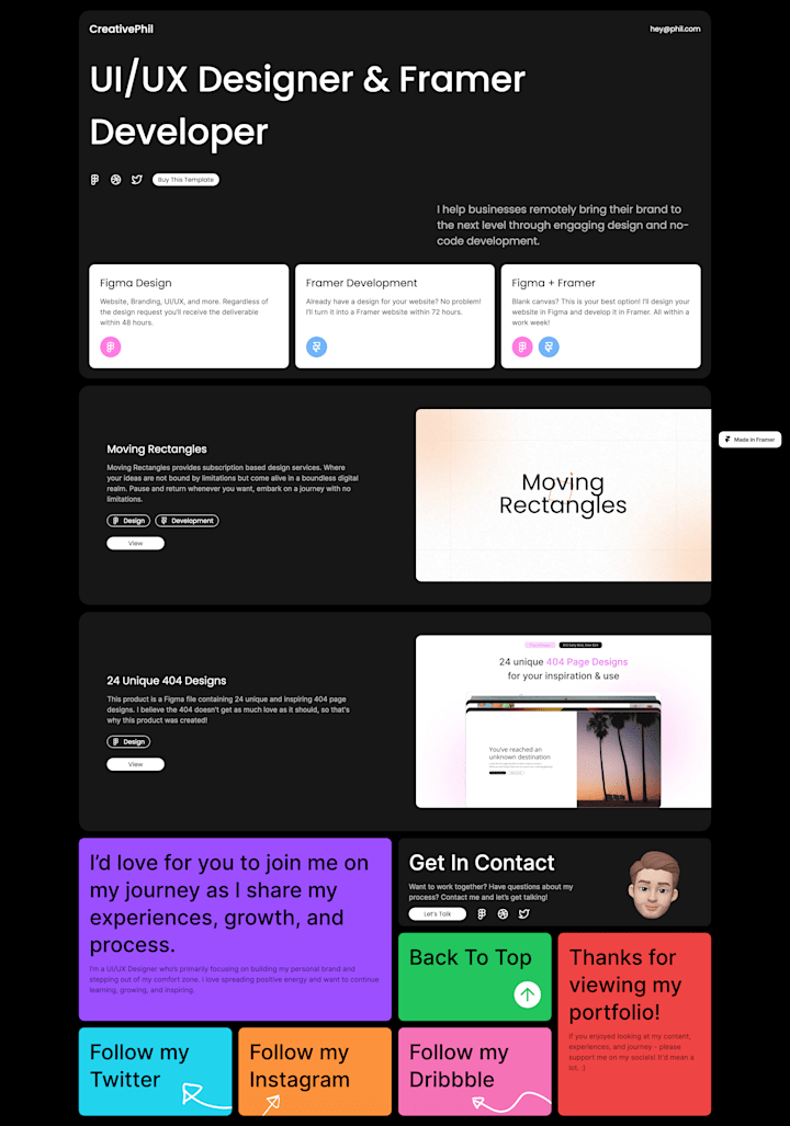 Cover image for CreativePhil - Framer Portfolio