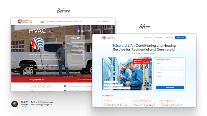 Cover image for Air conditioning & heating services website