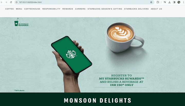 Cover image for Starbucks website Design