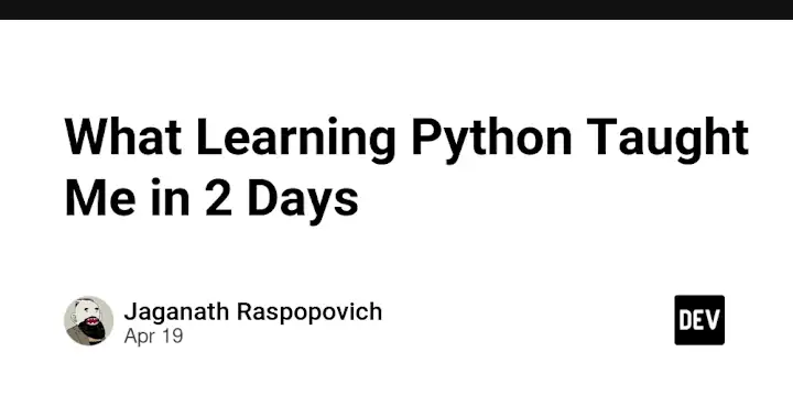Cover image for Learning Python: Insights from a Two-Day Journey