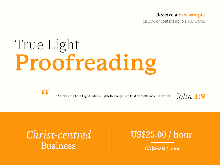 Cover image for True Light Proofreading (John 1:9)