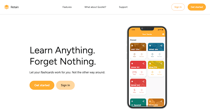 Cover image for Retain Flashcards App