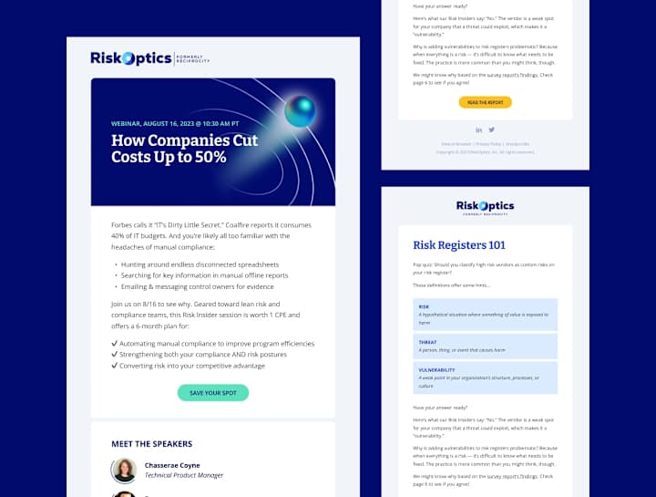 Cover image for Email Templates and Design for RiskOptics