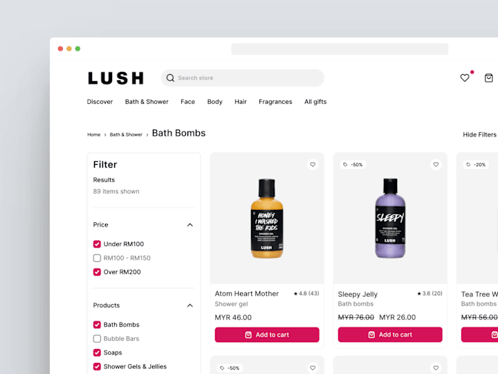 Cover image for UX Study case : Redesign Lush category page