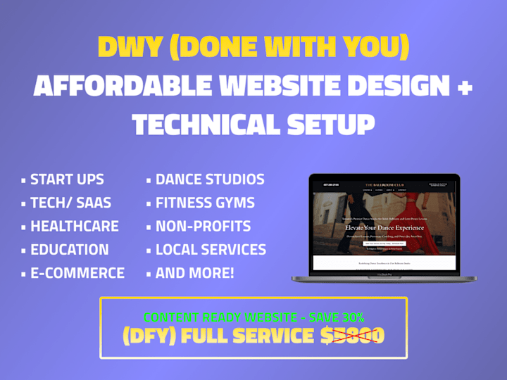 Cover image for DWY (DONE WITH YOU) - AFFORDABLE WEB DESIGN PACKAGE