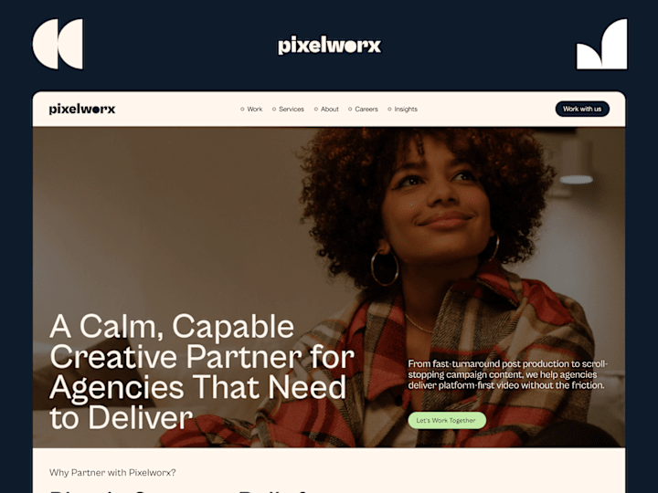 Cover image for Pixelworx Agency Landing Page Design