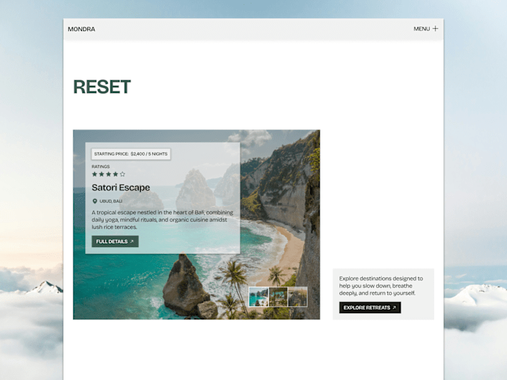 Cover image for Mondra: Framer Template for Wellness Retreats