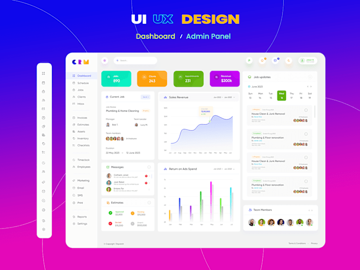 Cover image for Dashboard UI, CRM, web app and admin panel UI Design