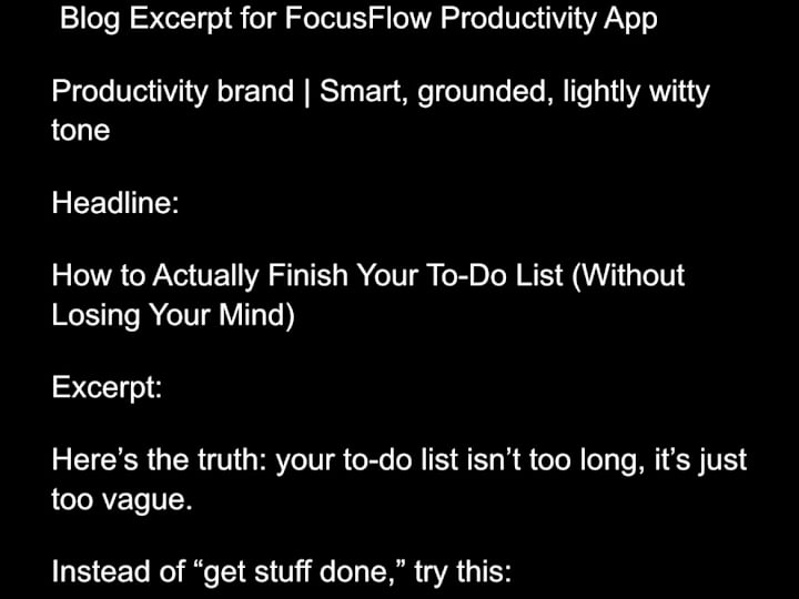 Cover image for Blog Excerpt For FocusFlow Productivity App