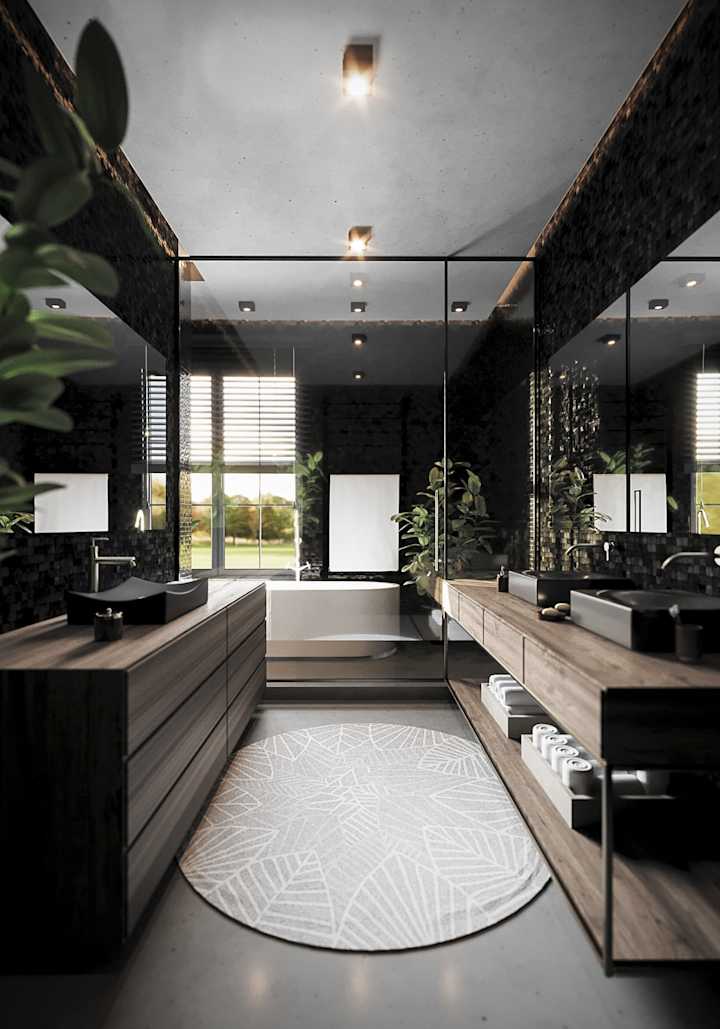 Cover image for 3D Render | Dark Bathroom