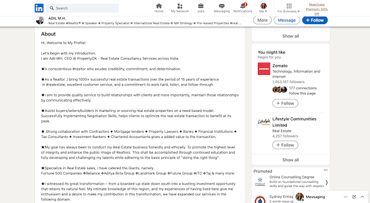 Cover image for LinkedIn Profile - CEO, PropertyOK