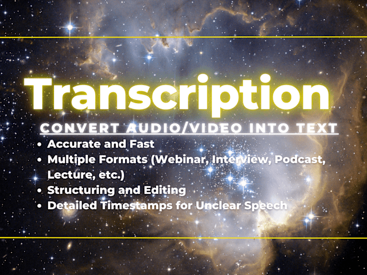 Cover image for I will transcribe, convert audio/video into text transcription