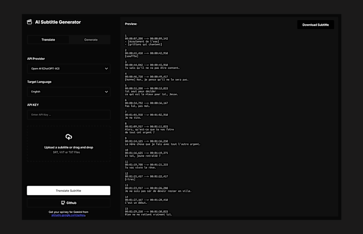 Cover image for AI Subtitle Generator and Translator Web App