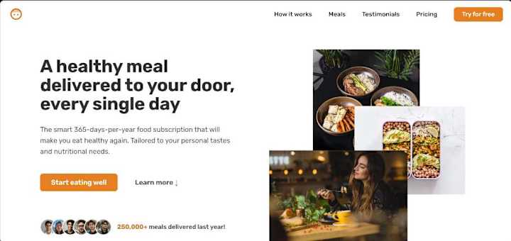 Cover image for healthy meal delivery App Landing Page