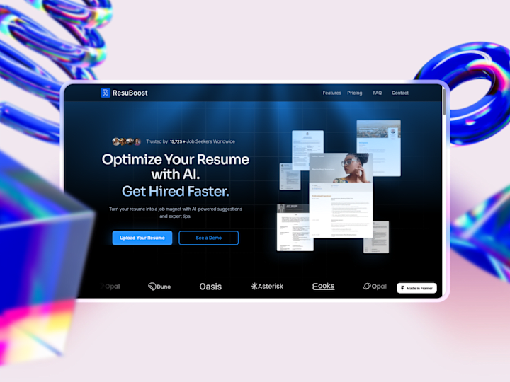 Cover image for ResuBoost : AI-Powered Resume Optimization Landing Page
