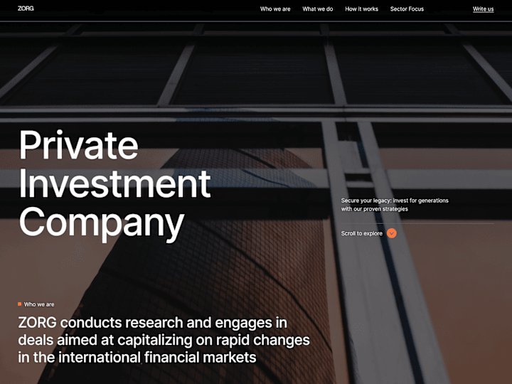 Cover image for Zorg – Investment Company