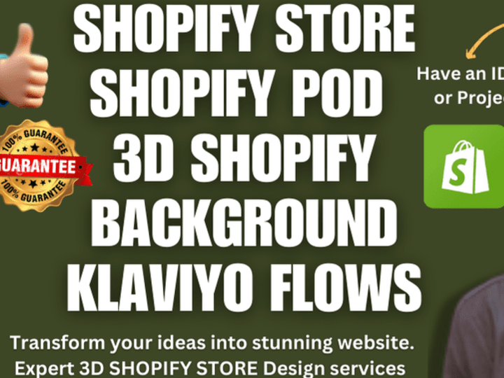 Cover image for SHOPFIY ECOMMERCE DESIGN, 3D SHOPIFY WEBSITE, PAGEFLY, SHOPIFY