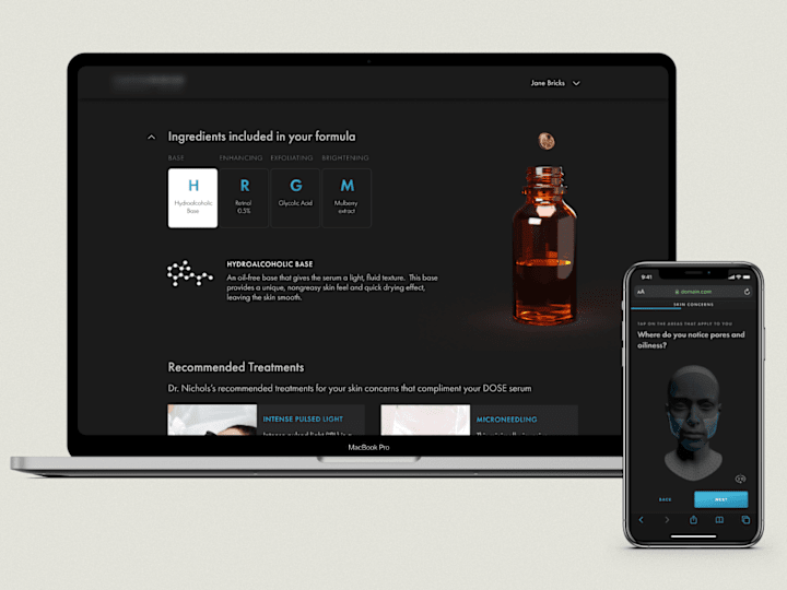 Cover image for Responsive web-based app for custom-made serums