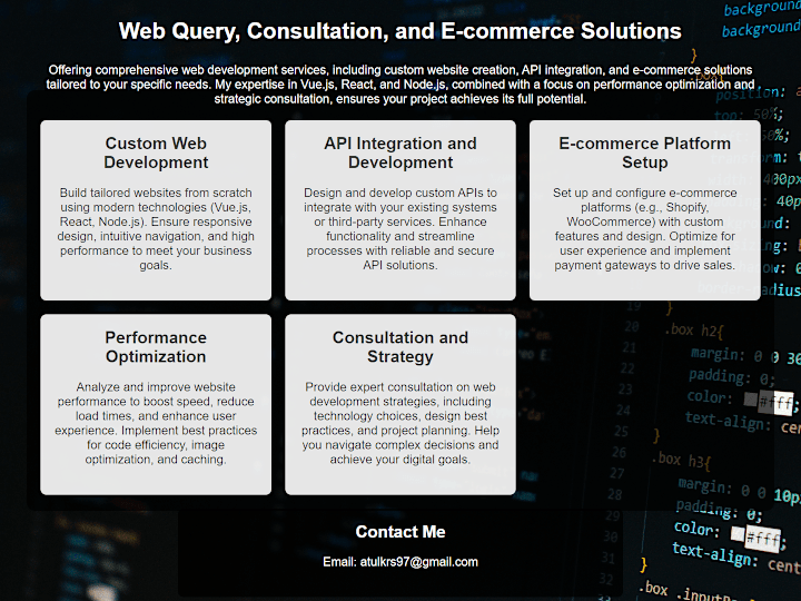 Cover image for Web Query ,Consultation and E-commerce Solutions