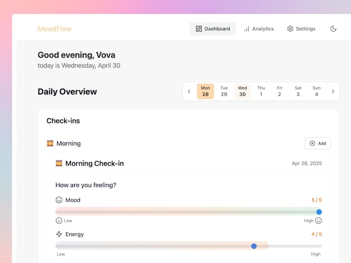 Cover image for MoodFlow app: Bolt.new prototype 