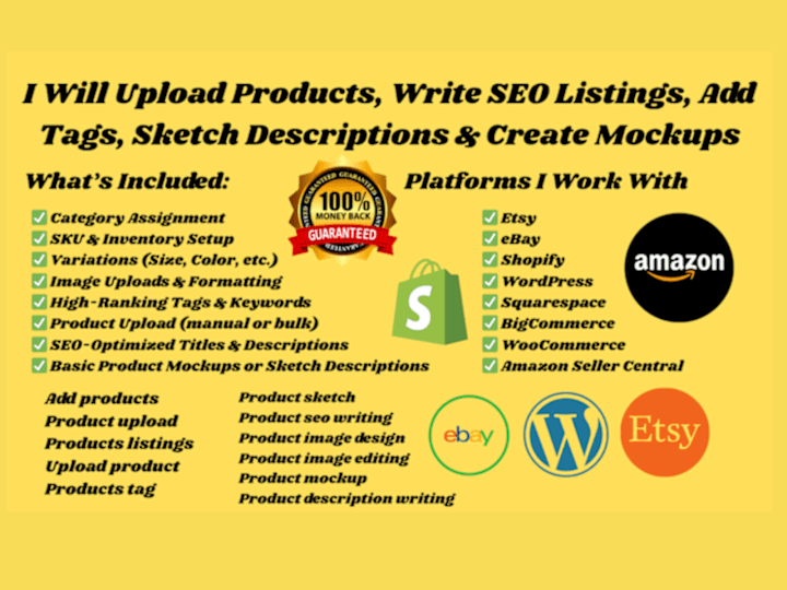 Cover image for I will add upload product to shopify tag description seo writing