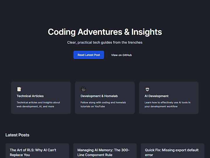 Cover image for Tech and AI focused personal blog