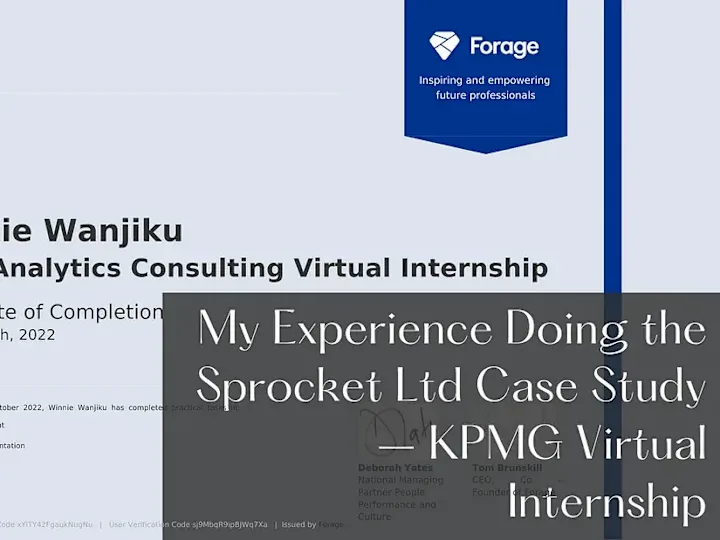 Cover image for My Experience Doing the Sprocket Ltd Case Study KPMG Internship