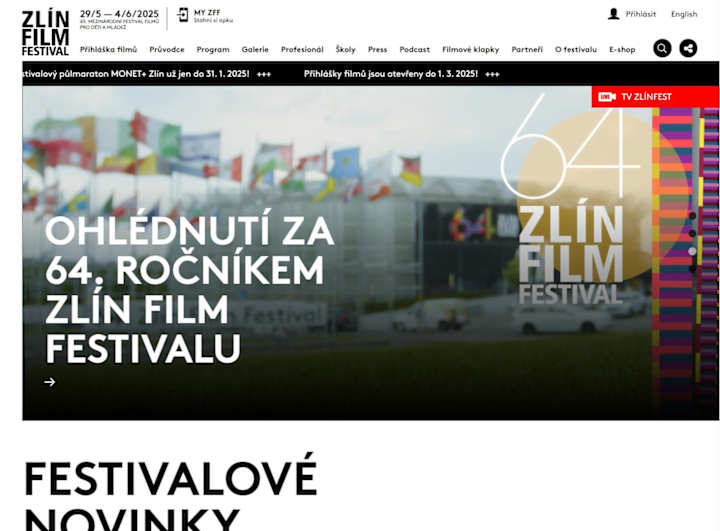 Cover image for Web design for the Zlín Film Festival