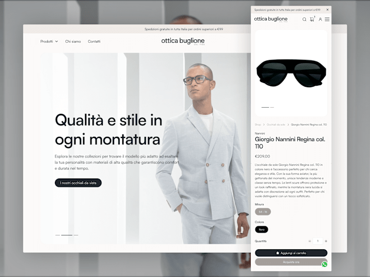 Cover image for Ottica Buglione - Webflow & Shopify connected with Smootify.io
