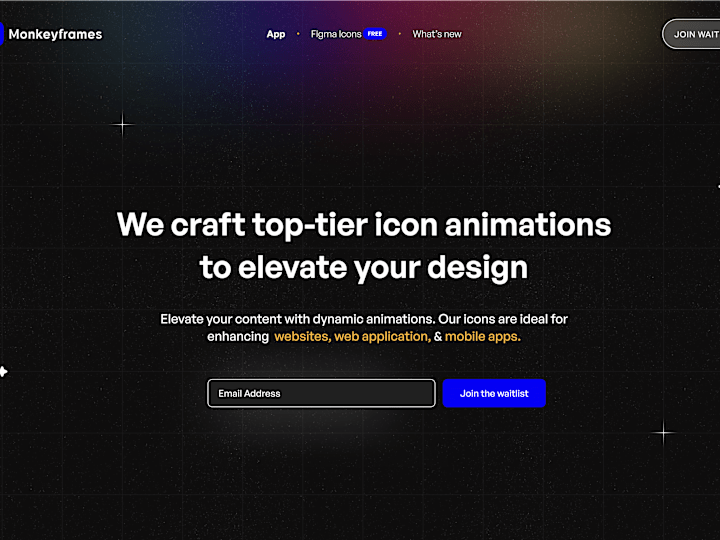 Cover image for Monkeyframes Pro - Landing page for animated icons library