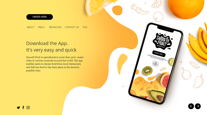 Cover image for Smooth Fruit App UI/UX Landing Page Design