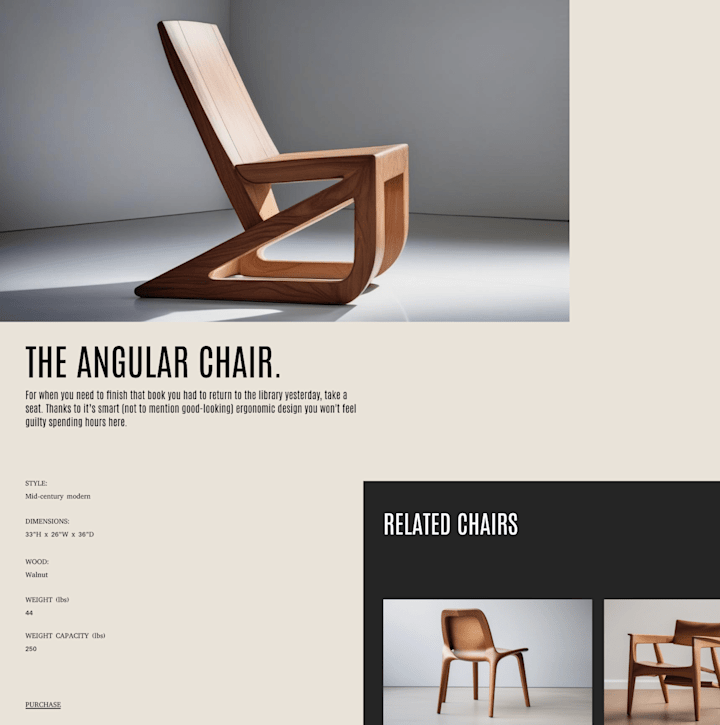 Cover image for The angular chair - Visual Concepts/eCommerce