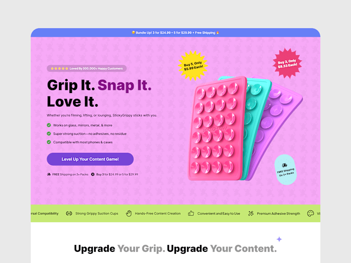 Cover image for STICK, SNAP, CREATE: A Bold Landing Page for a Viral Grip Toy