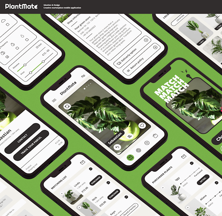 Cover image for Plantmate - UX design - Online market place, mobile app