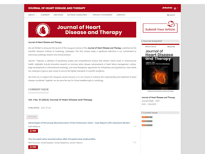Cover image for Journal of Heart Disease and Therapy OJS Website Design